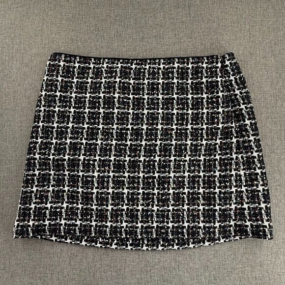LOFT Mini Plaid Skirt Metallic Multicolor Zipper Closure Lined‎ Plus 18 - Picture 1 of 11